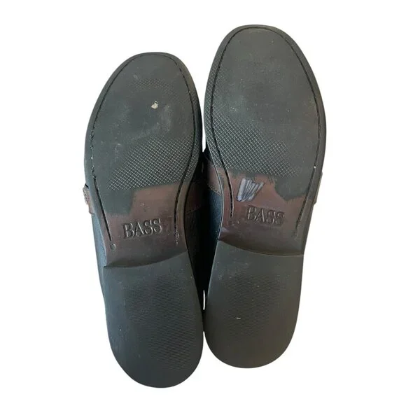 Bass Mens Quimby Leather Kiltie Tassel Slip-On Dress Loafers Black/Brown Sz 10.5 - Picture 6 of 8